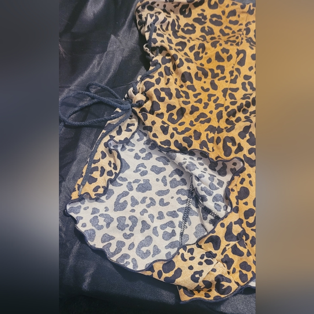Vintage Leopard 1980s One-Piece Swimsuit, Side Ties. Size Small Beach Fun - Picture 5 of 12